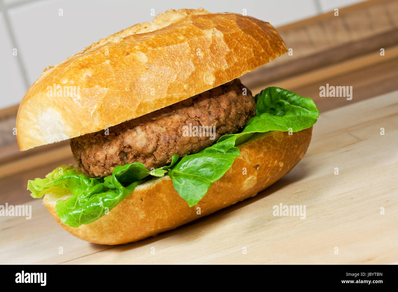 Frikadellen-Brötchen Stockfoto