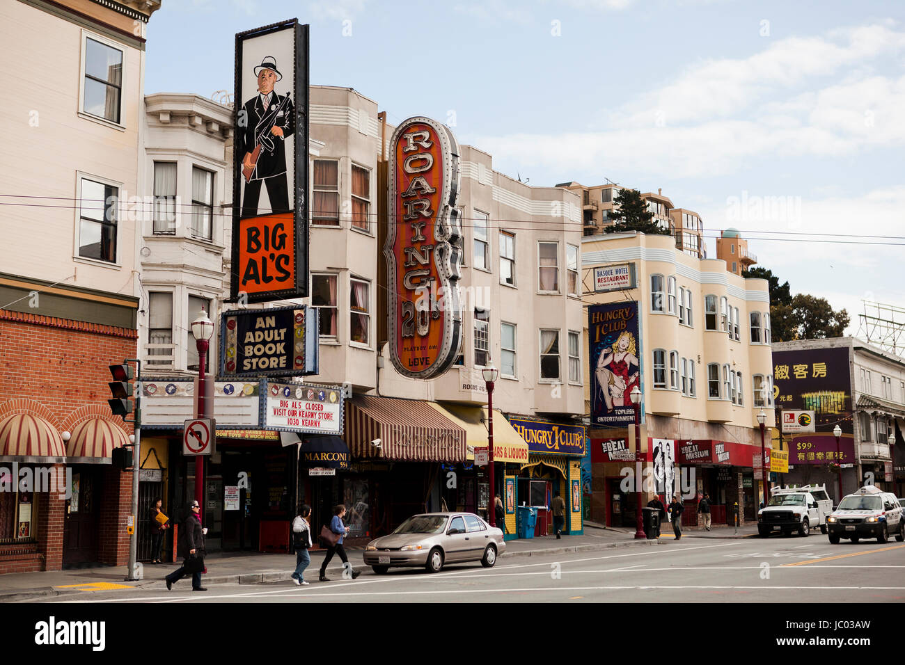 San Francisco North Beach Strip clubs (Rotlichtviertel) - San Francisco, Kalifornien, USA Stockfoto
