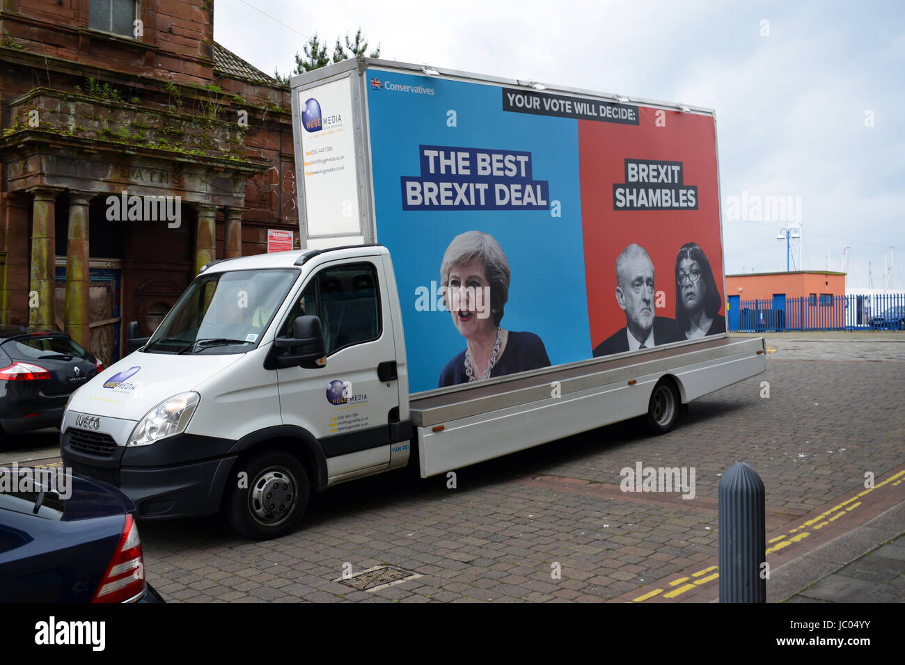 2017 britische Austritt Wahl Kampagne LKW (Whitehaven) Stockfoto