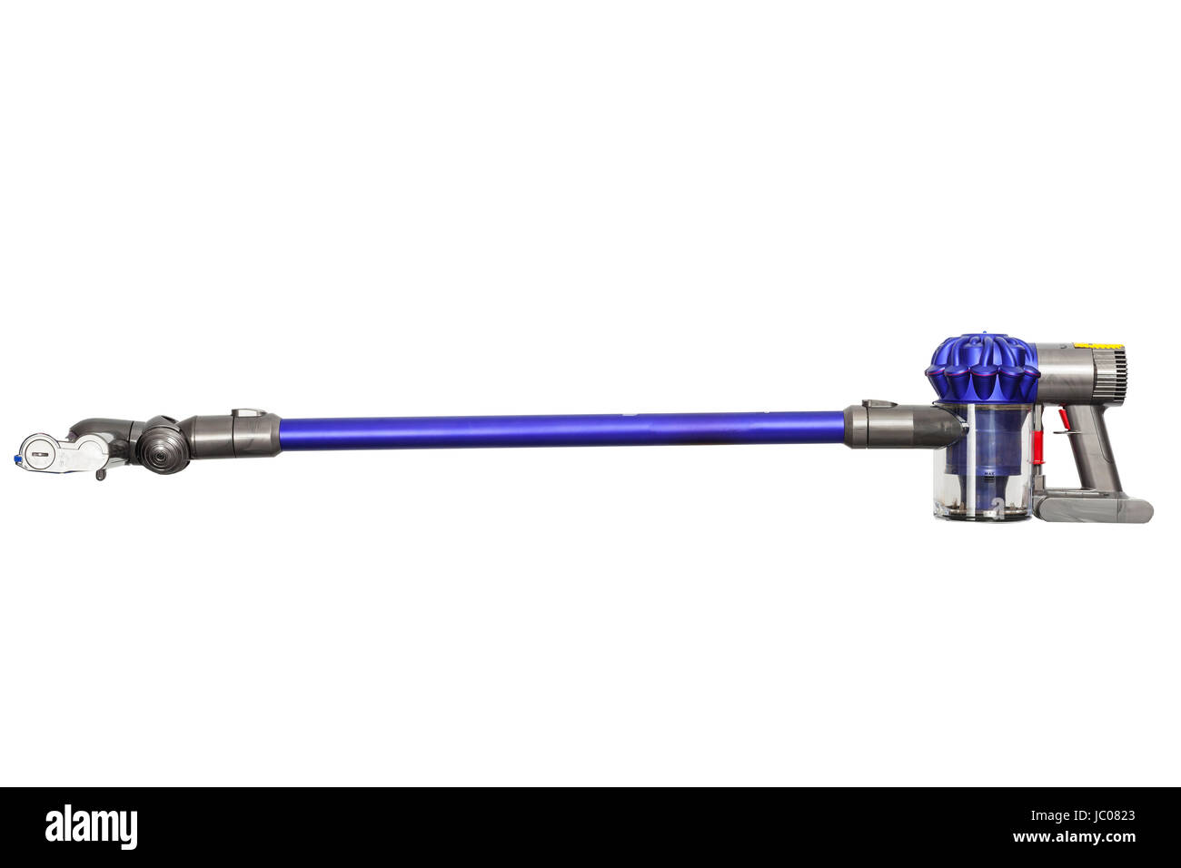 Der Dyson V6 Tier schnurlose aufrecht Zauberstab Staubsauger Hoover auf weißem Hintergrund Stockfoto