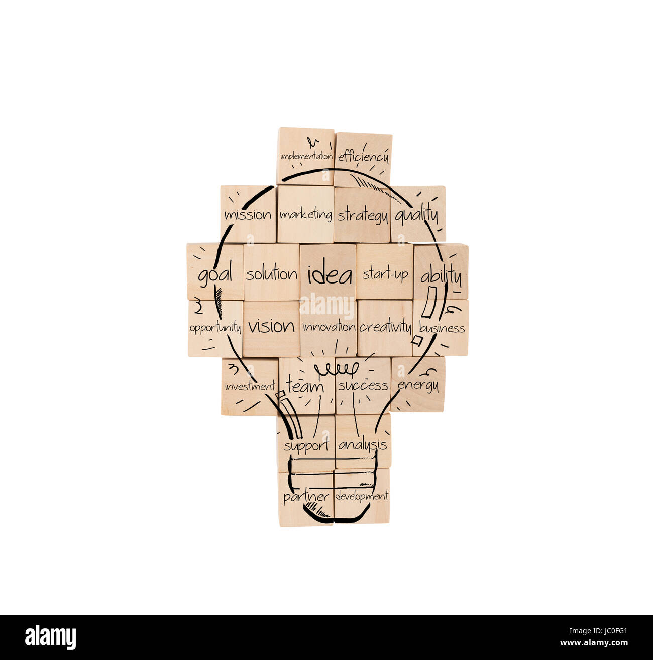 Erstellen eine neue kreative Idee. Ziegelwand mit gezeichneten Glühbirne Stockfoto