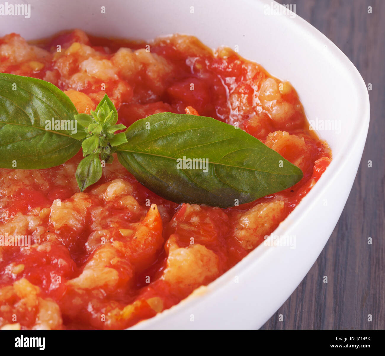 Pappa al Pomodoro, typisch italienisches Gericht aus Brot und Tomaten Stockfoto