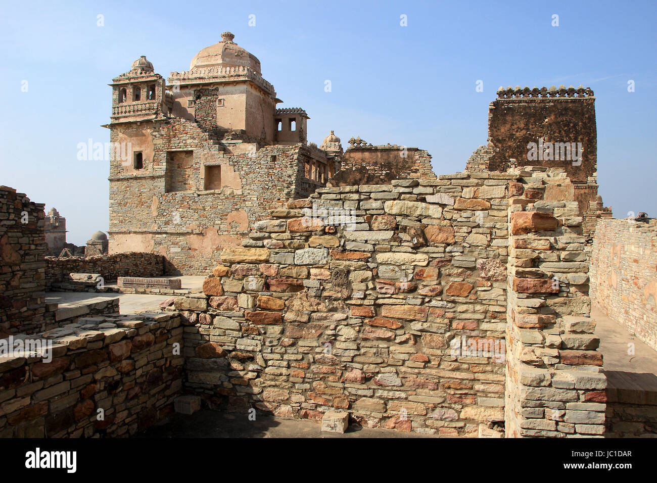 Blick auf Rana Kumbha Palast bei Chittorgarh Fort, Rajasthan, Indien, Asien Stockfoto