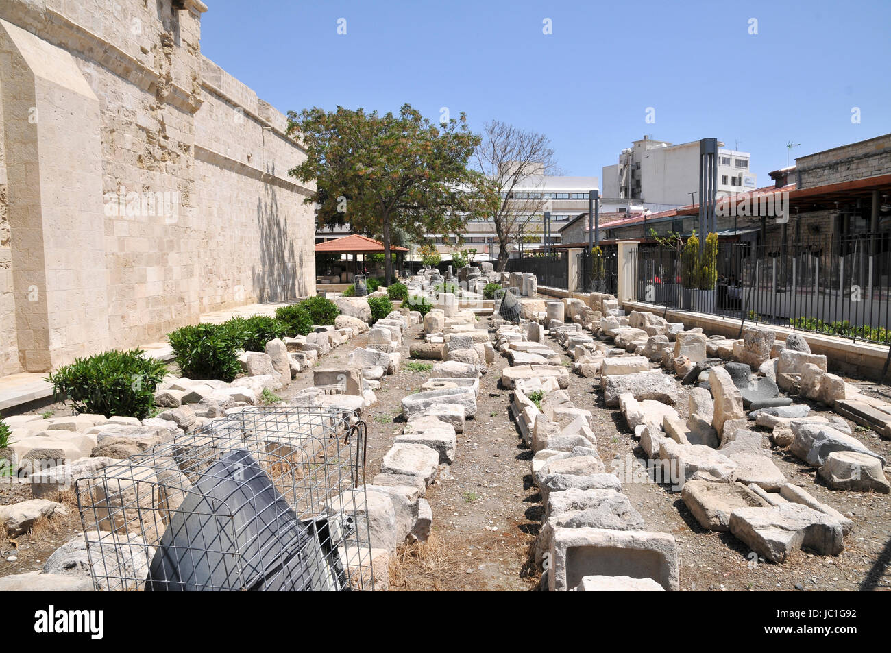 Ausgrabung am Burgplatz, Limassol, Zypern Stockfoto