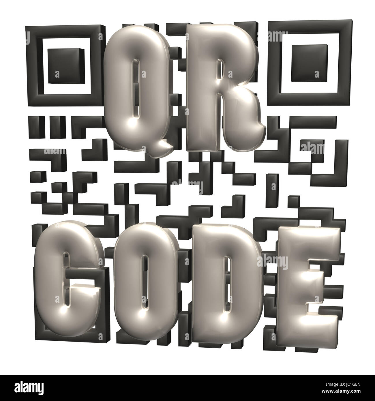 Abstraktes Beispiel eines dreidimensionalen QR-Codes als Hintergrund Stockfoto
