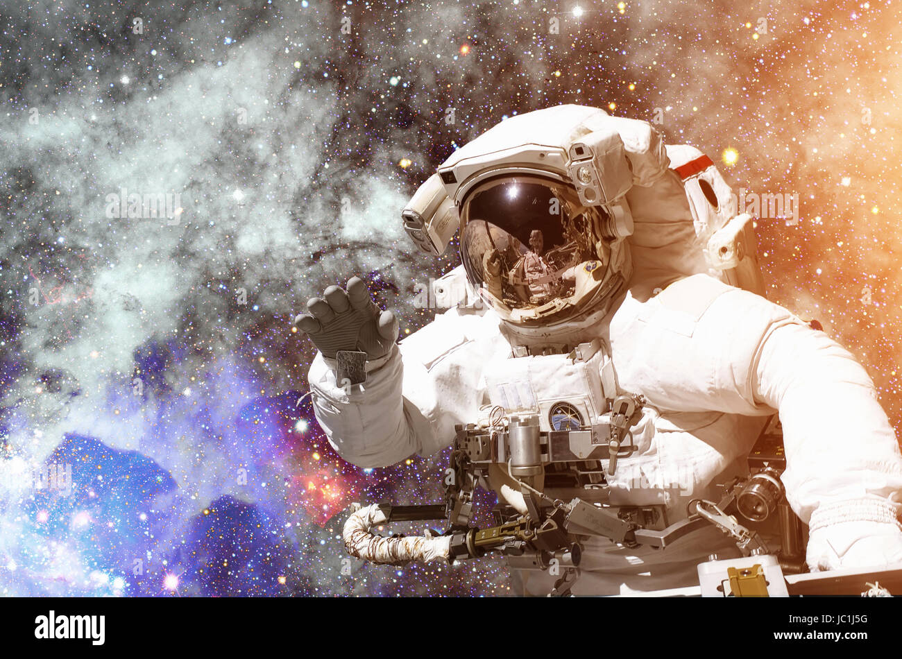 NASA Space Exploration-Astronaut. Elemente des Bildes von der NASA eingerichtet. Stockfoto