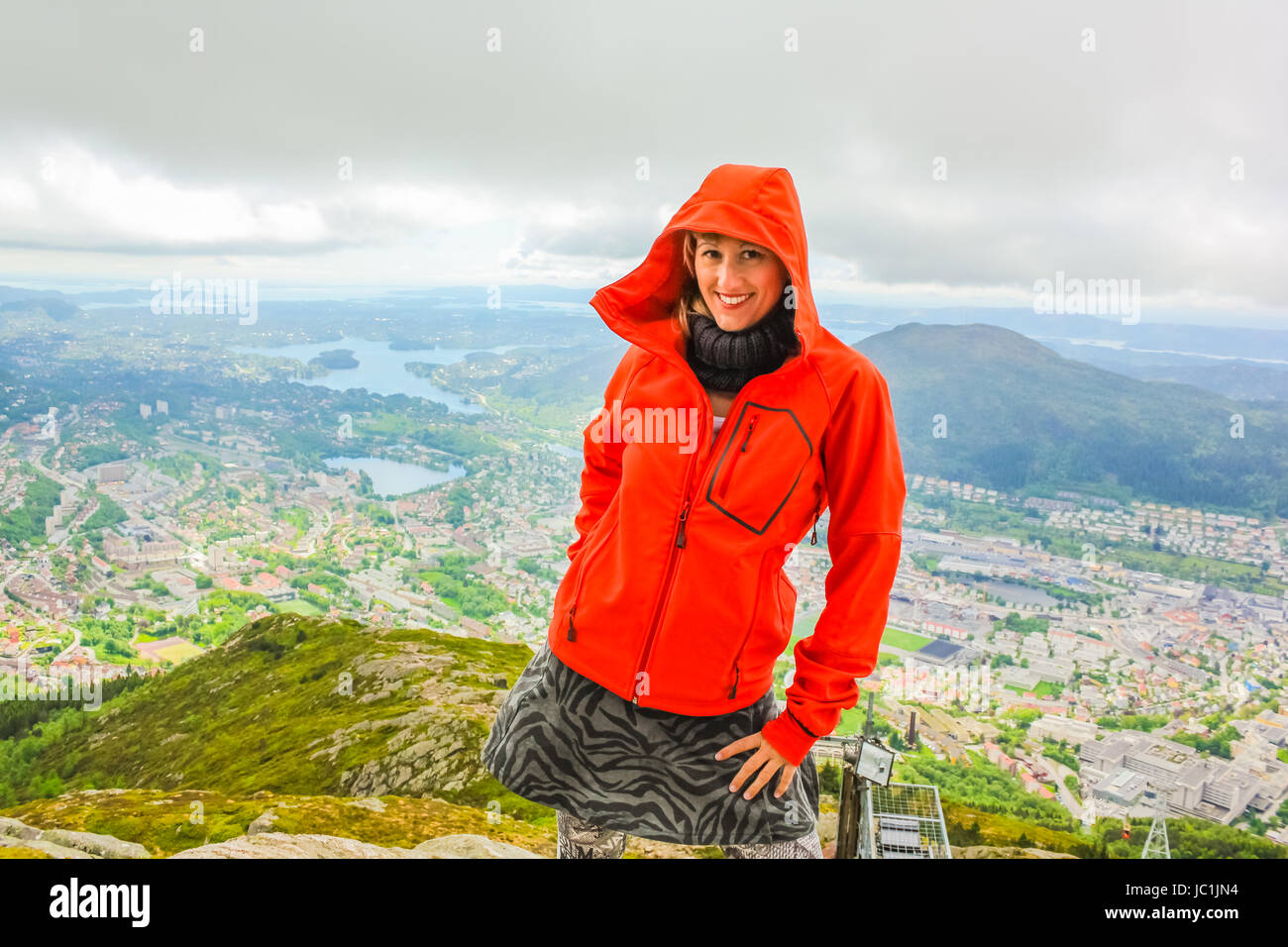 Wanderer-Frau in Norwegen Stockfoto