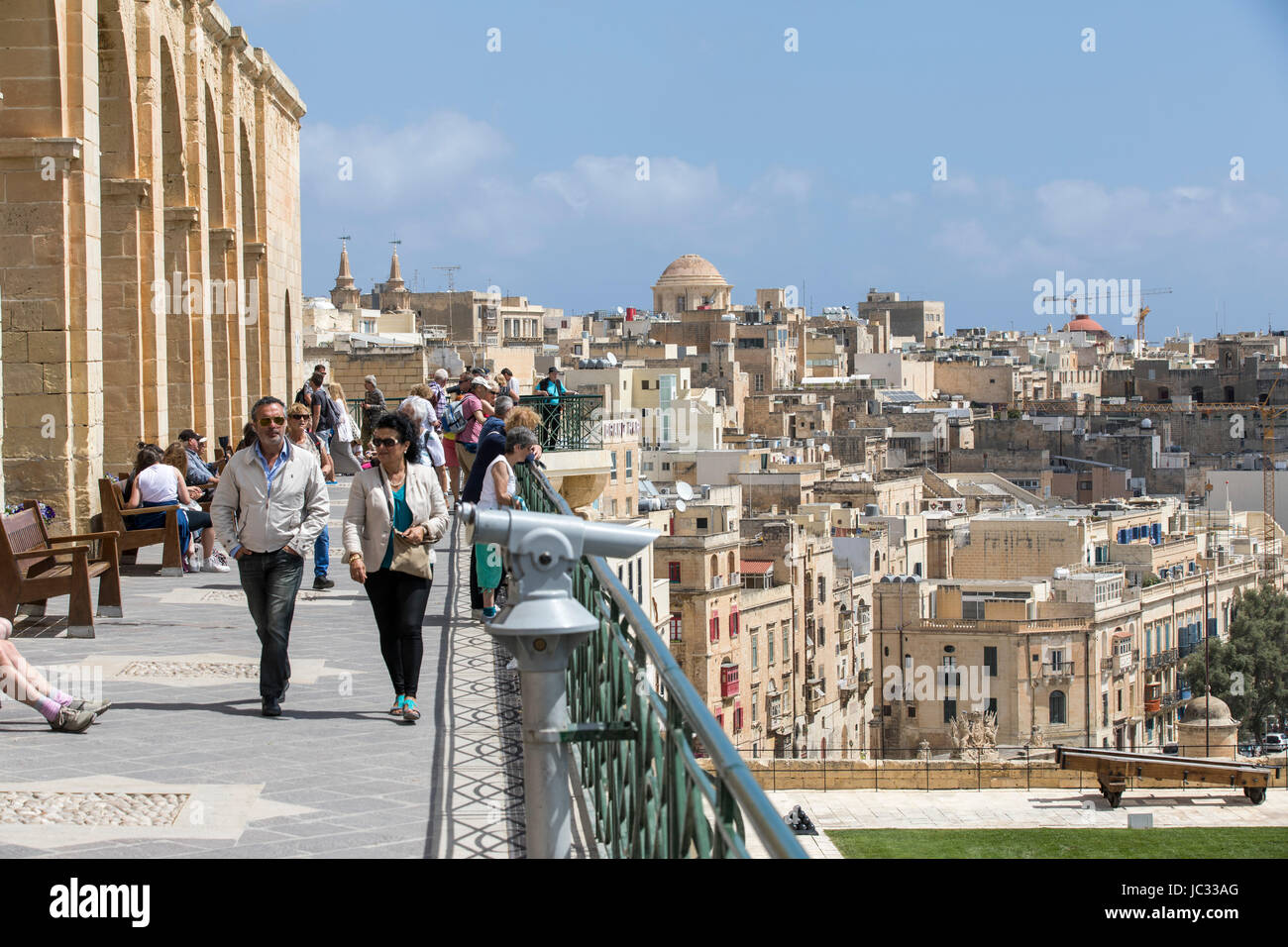 Malta, Grand Harbour in Valletta, Blick vom Upper Barrakka Gardens Stockfoto