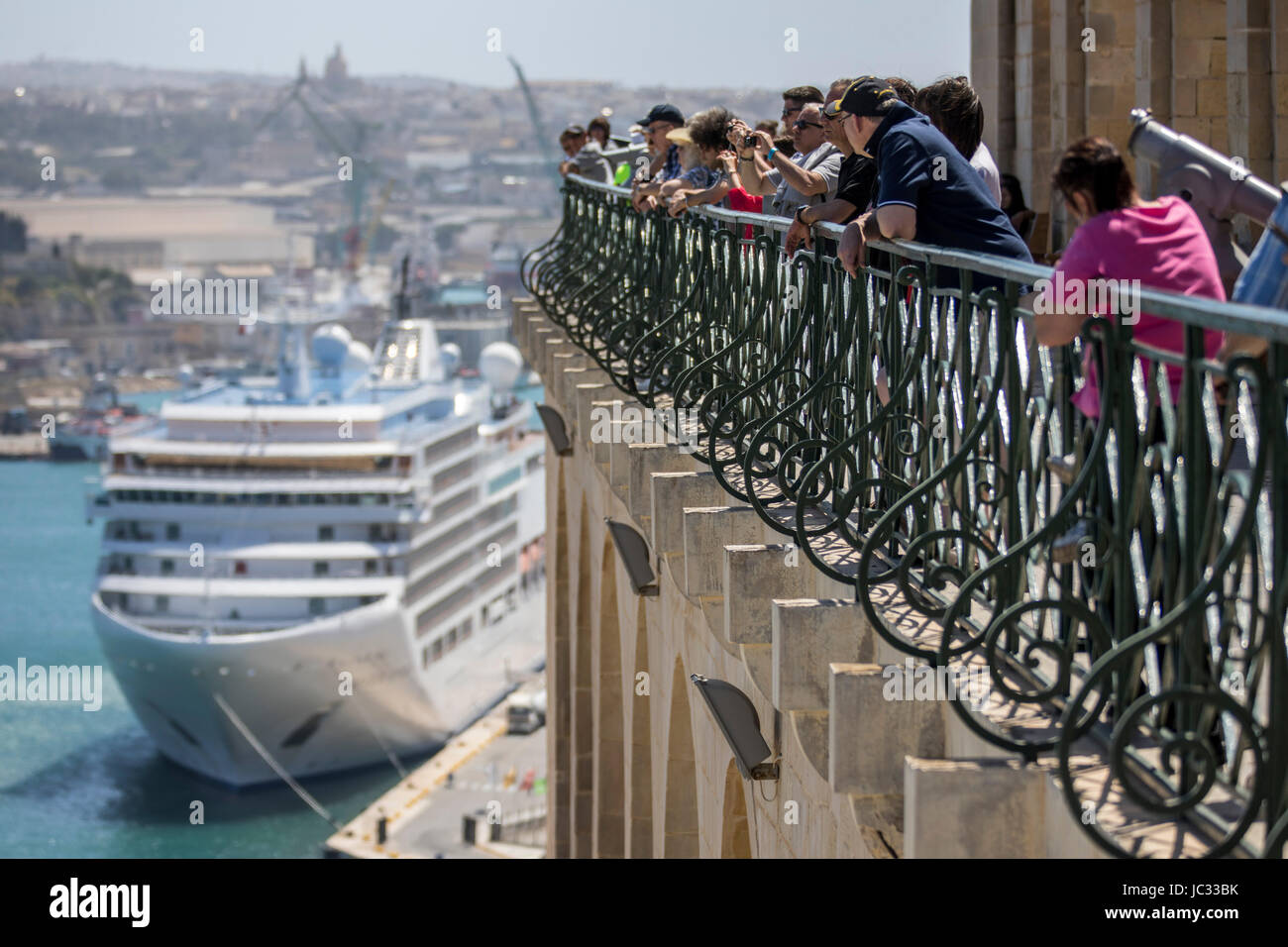 Malta, Valletta, Upper Barrakka Gardens, Grand Harbour, drei-Städte, salutieren, Batterie, Stockfoto