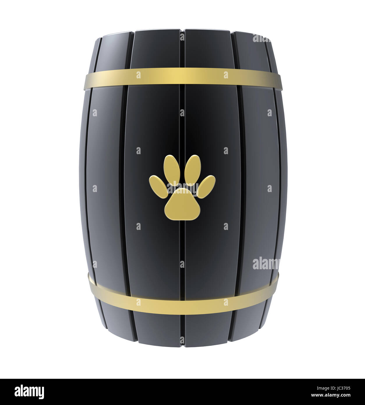 Schwarz Feuerbestattung Urn für Haustiere, 3d Rendering, isoliert auf weiss Stockfoto
