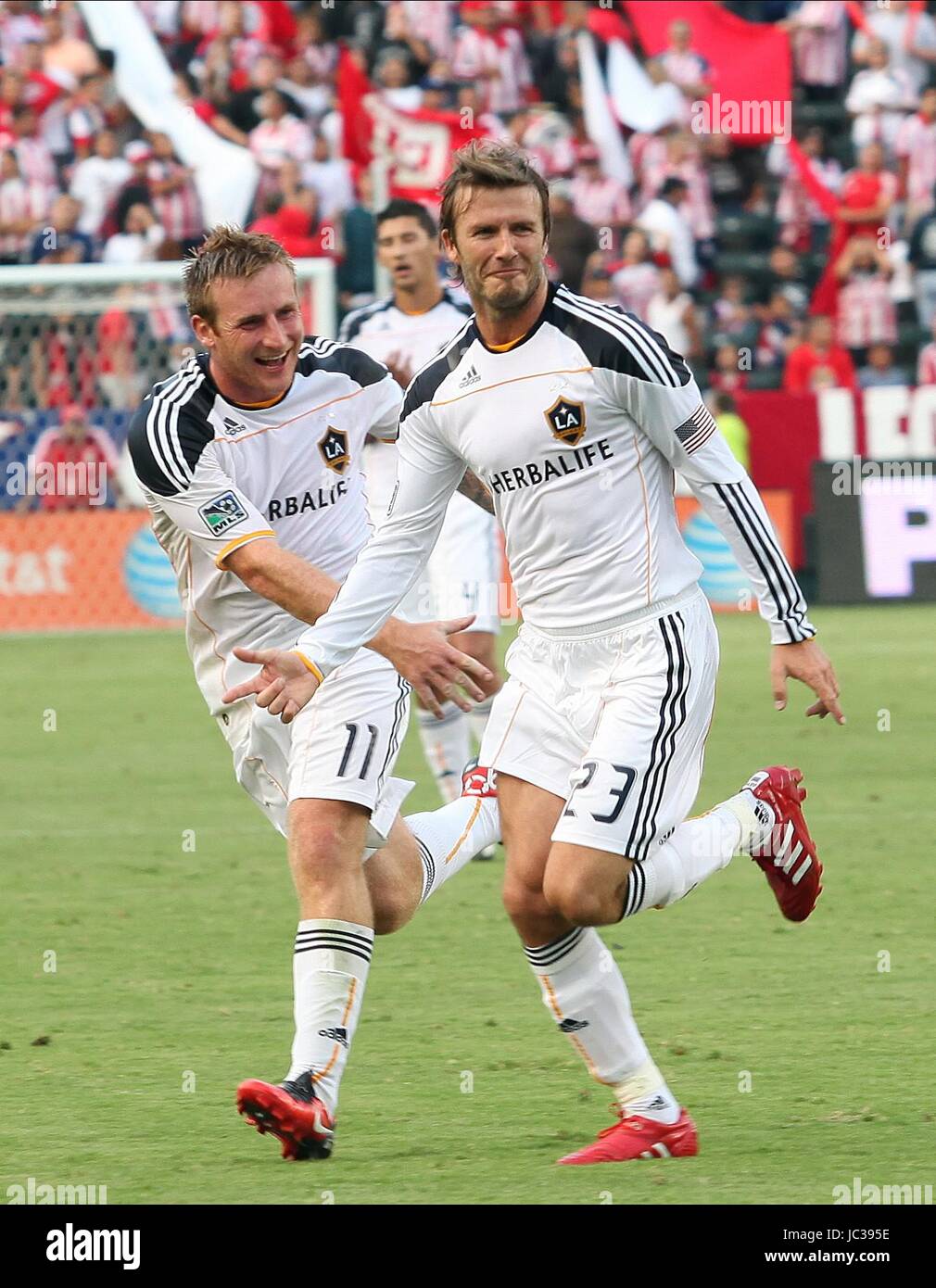 DAVID BECKHAM feiert seinen G CHIVAS USA V LOS ANGELES GALAX CARSON LOS ANGELES Kalifornien USA 3. Oktober 2010 Stockfoto