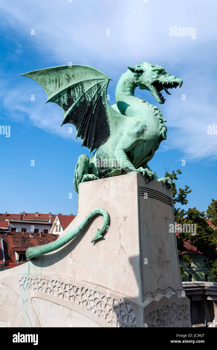 Drachenbrücke in der Stadt von Ljubljana, Slowenien. Stockfoto