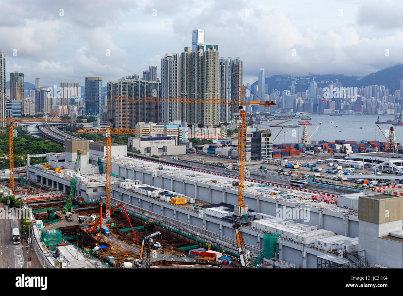 Baustelle in Hong Kong am Tag Stockfoto