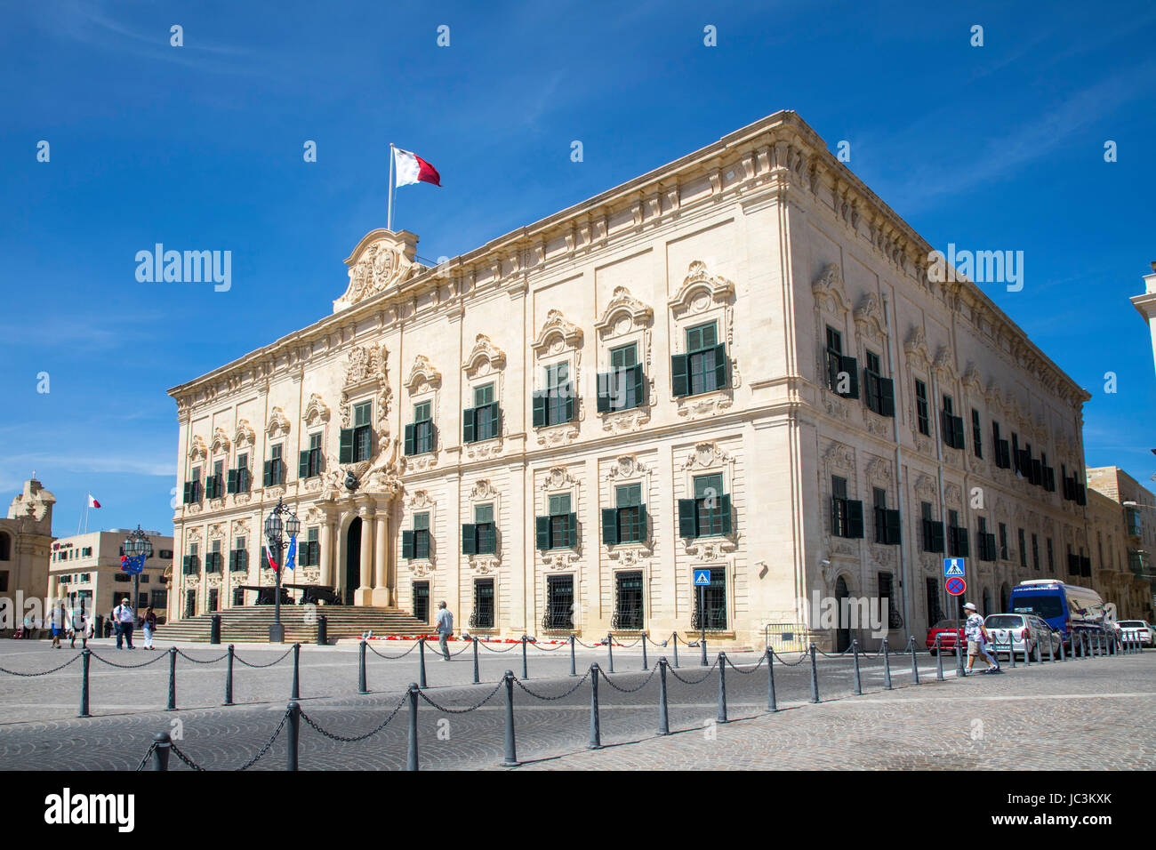 Malta, Valletta, Hauptstadt, Auberge de Castille et Leon, ehemaligen Königspalast, heute der Sitz des Premierministers, Stockfoto