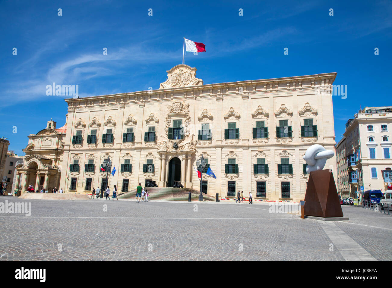 Malta, Valletta, Hauptstadt, Auberge de Castille et Leon, ehemaligen Königspalast, heute der Sitz des Premierministers, Stockfoto