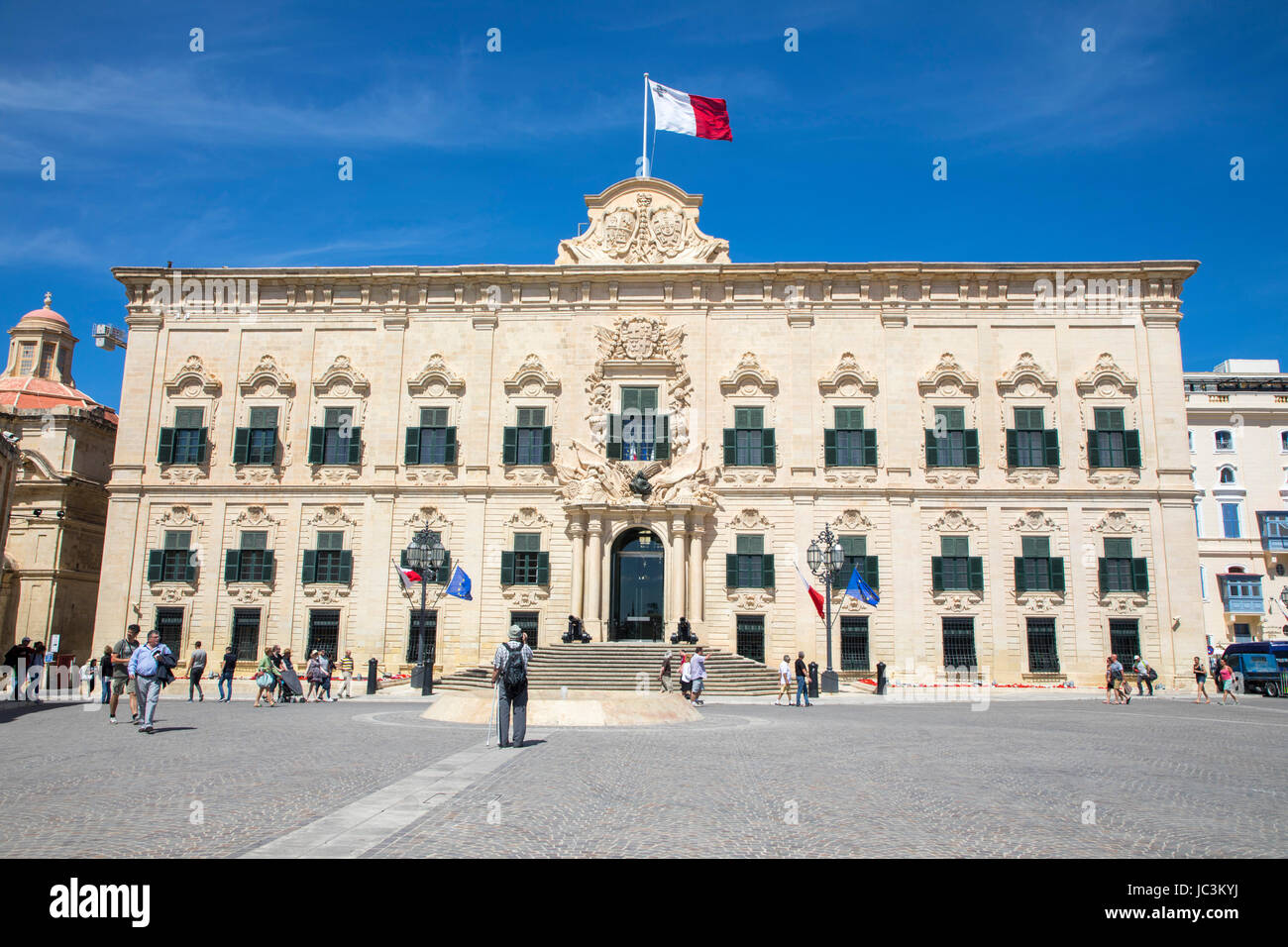 Malta, Valletta, Hauptstadt, Auberge de Castille et Leon, ehemaligen Königspalast, heute der Sitz des Premierministers, Stockfoto