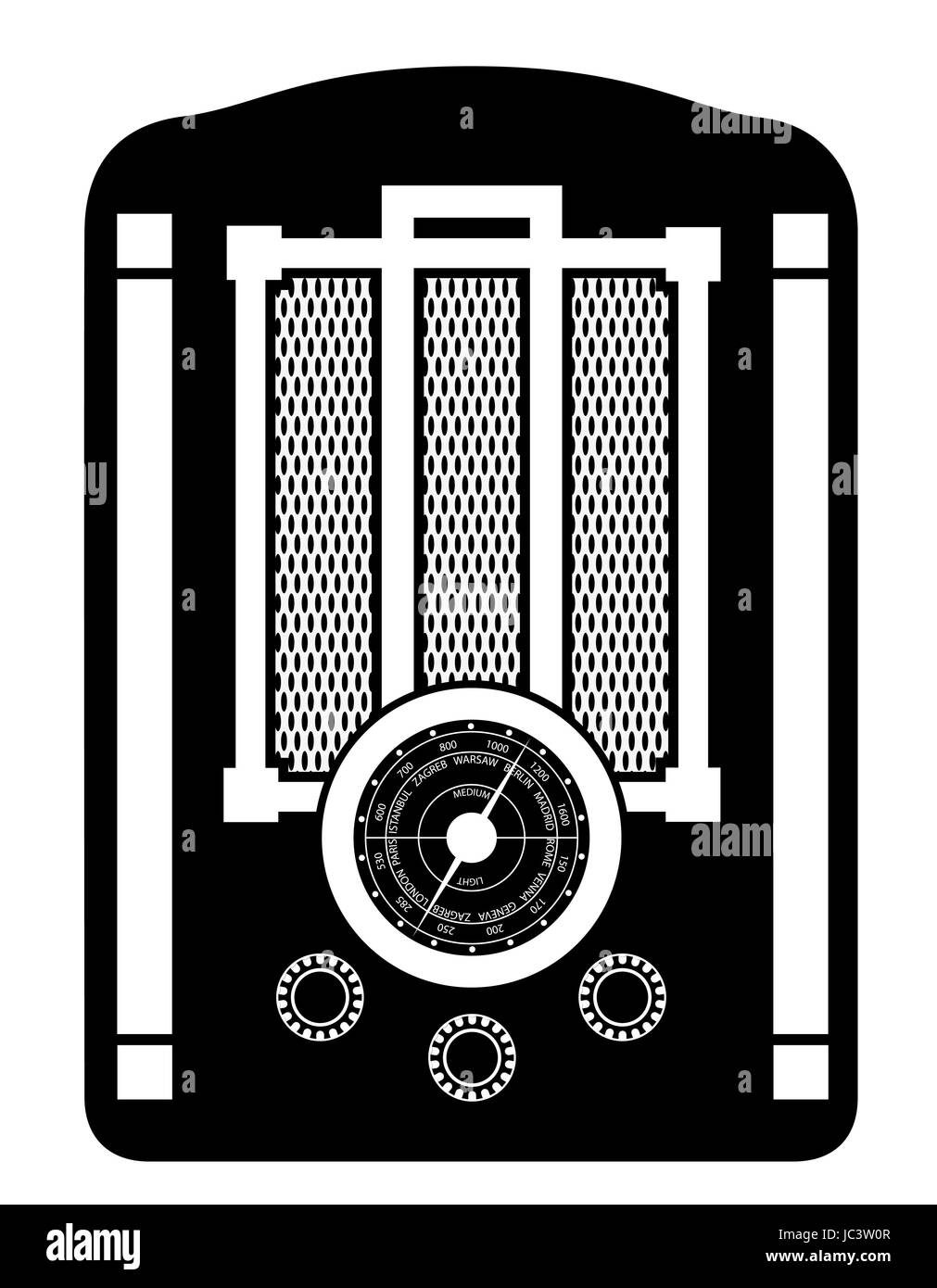Radio alte retro Vintage Icon Lager Vektor Illustration schwarzen Umriss Silhouette isoliert auf weißem Hintergrund Stockfoto