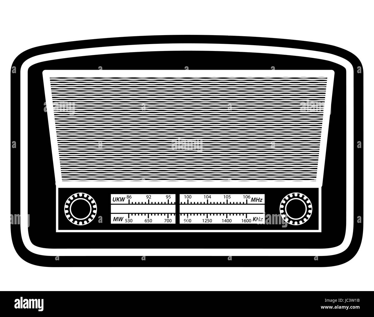 Radio alte retro Vintage Icon Lager Vektor Illustration schwarzen Umriss Silhouette isoliert auf weißem Hintergrund Stockfoto