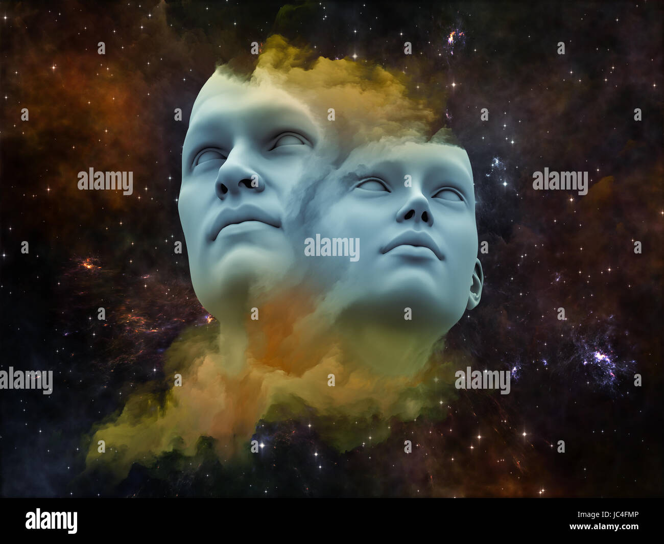 Menschliche Träume Serie. Abstrakte Muster gemacht Fused menschliche Formen, fraktale Formen und Texturen zum Thema Verstand, Phantasie, Einheit, Freundschaft und Liebe Stockfoto