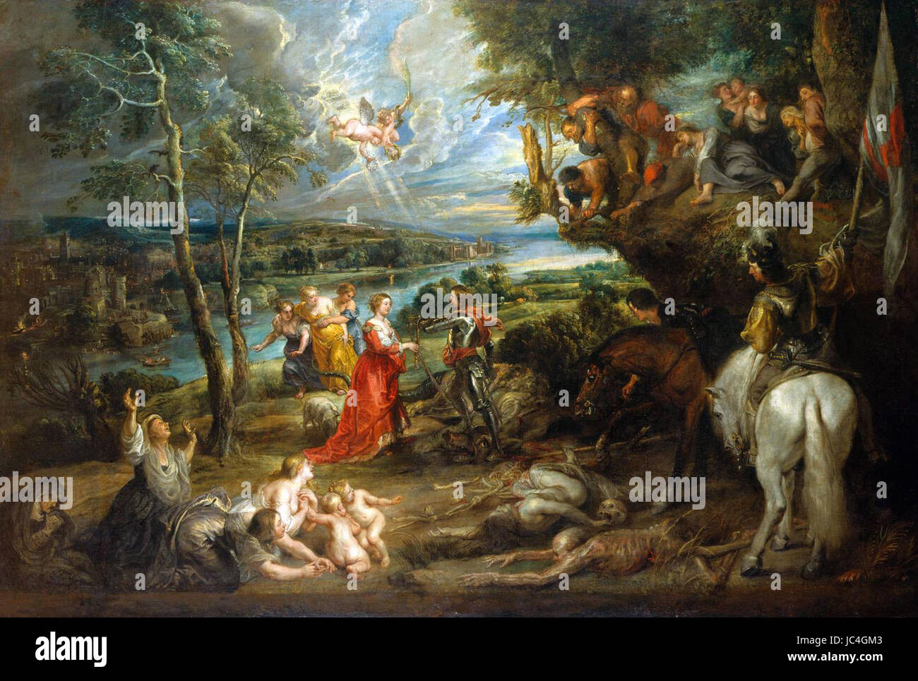 Rubens - Landschaft mit Saint George und der Drache Stockfoto