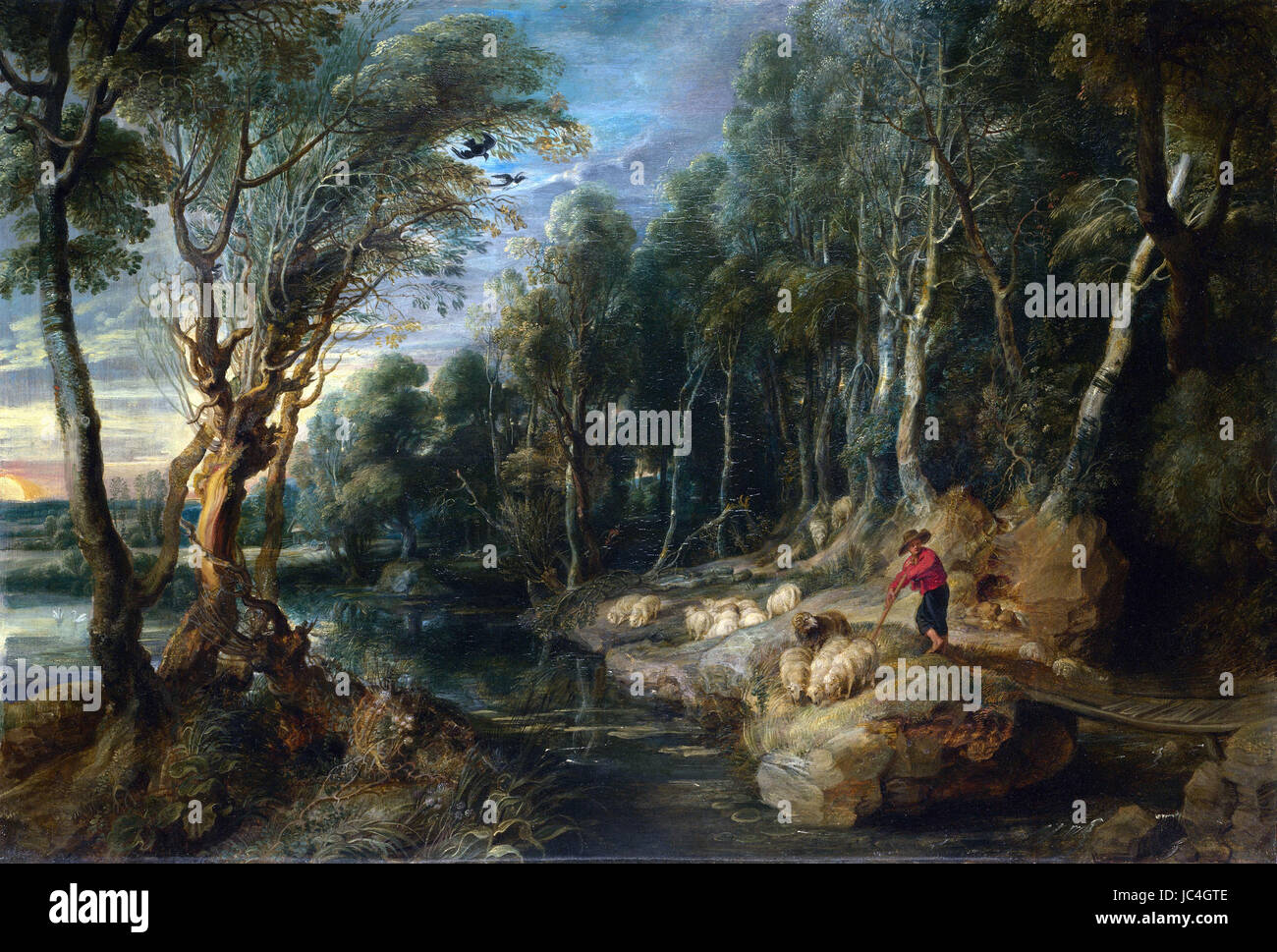 Rubens - A Schäfer mit seiner Herde in einem Woody-Landscape Stockfoto