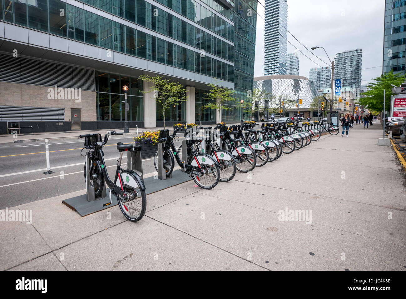 Outdoor-Fahrradverleih in Toronto Kanada Stockfoto