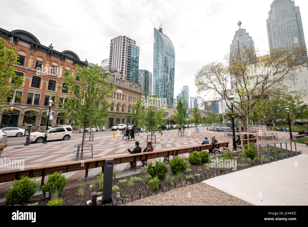 Berczy Park in der Innenstadt von Toronto, Kanada Stockfoto
