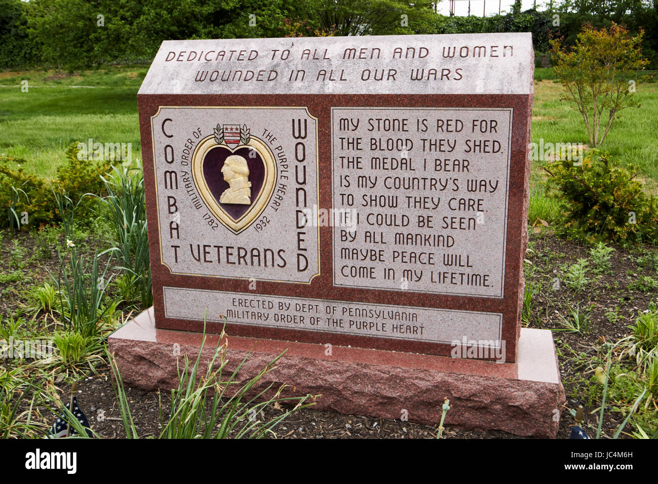 purpurrotes Herz verwundete Kriegsveteranen Denkmal Philadelphia USA Stockfoto