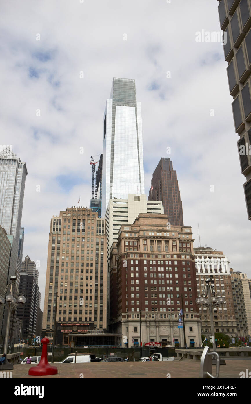 Blick auf die Comcast Center Wolkenkratzer Mittelstadt Philadelphia USA Stockfoto