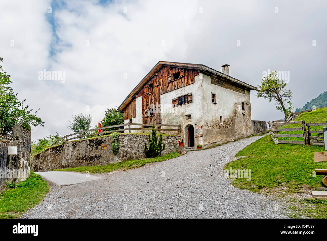 Maienfeld in Graubündens, der Schweiz, Land von Heidi, dem Kinderbuch; Maienfeld Und Heididorf in Graubünden, schweiz Stockfoto