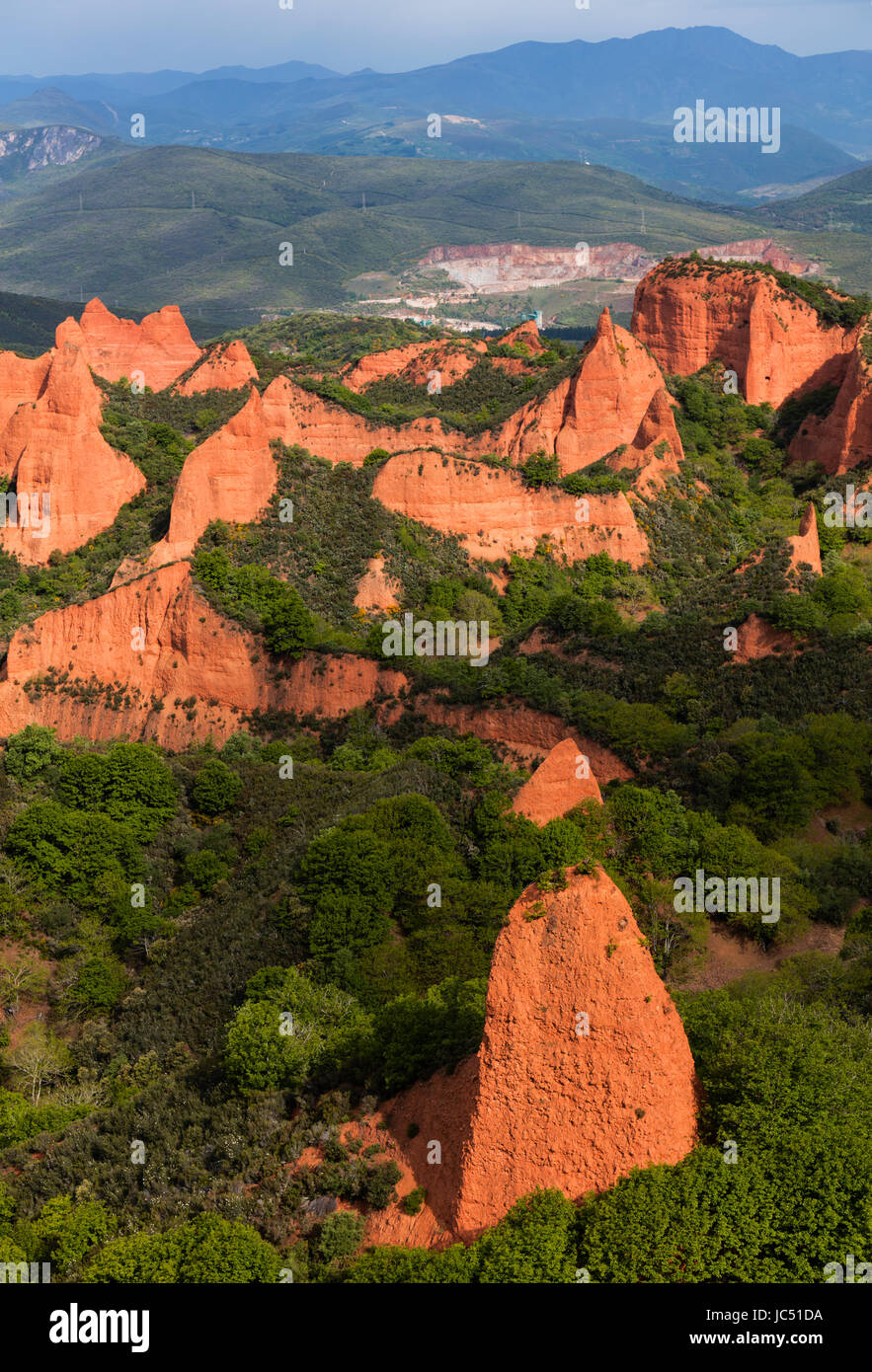 Las Medulas, Provinz León, Kastilien und Leon, Spanien.  Die römischen Goldminen-Website von Las Medulas ist ein UNESCO-Weltkulturerbe.  Die Gegend war exploit Stockfoto