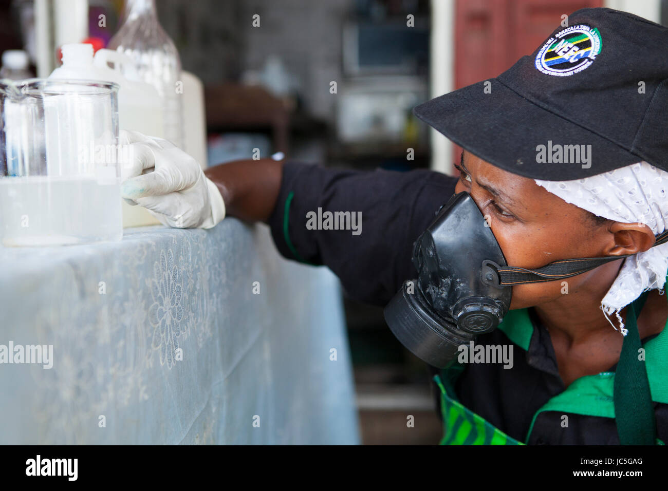 Weibliche Small Business Owner, Reinigungsmittel, Tansania, Afrika Stockfoto