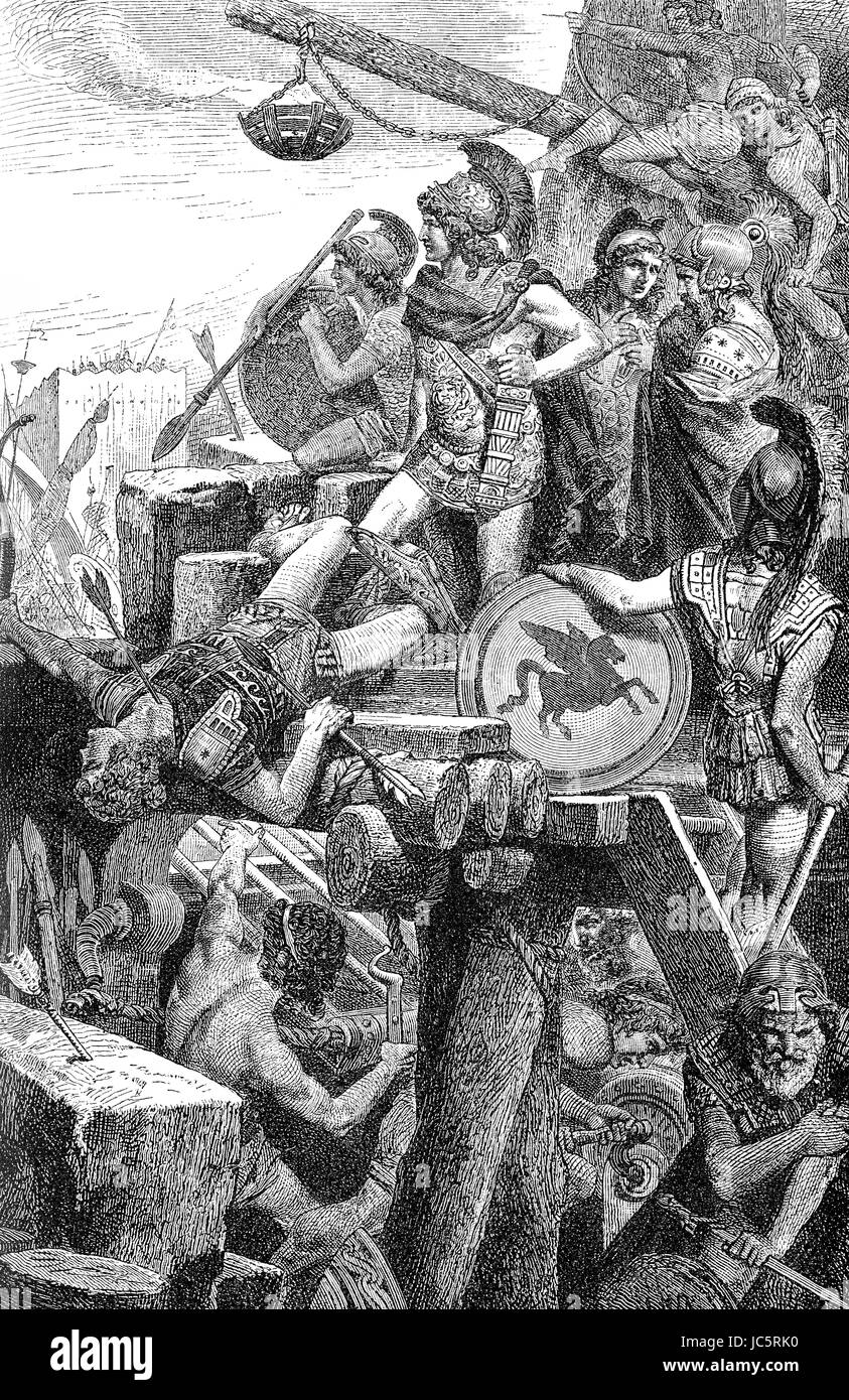 Alexander der große bei der Belagerung von Tyrus in 332 BC Stockfoto