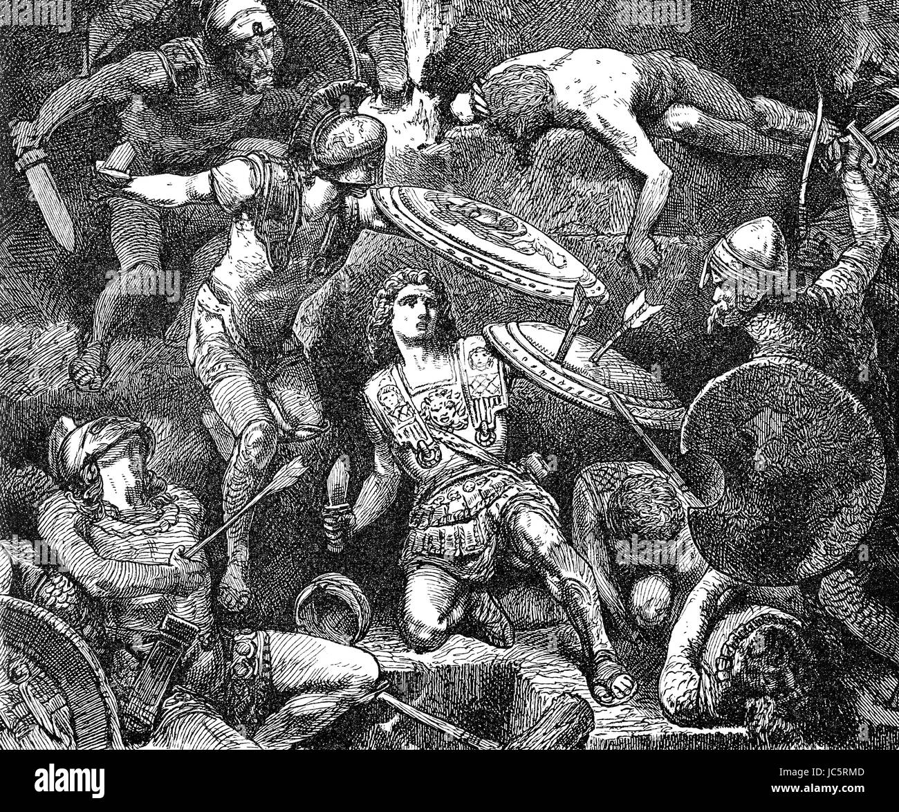 Die Schlacht von Hydaspes, gekämpft von Alexander der große 326 v. Chr. gegen König Porus des Königreiches Paurava Stockfoto