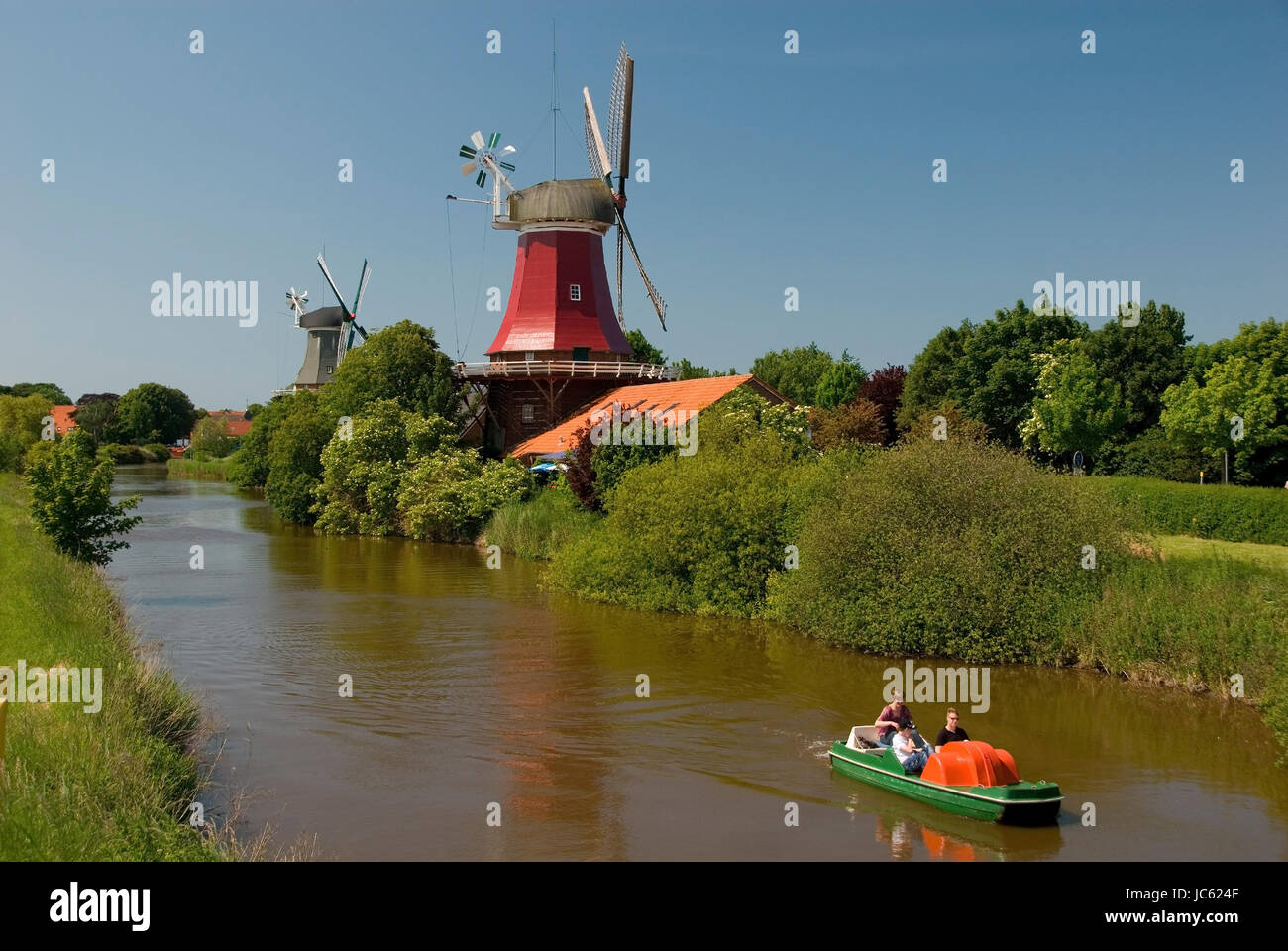 Deutschland, Niedersachsen, Ostfriesland, Greetsiel, Mühle, Mühle, Mühlen, Mühlen, Twin Mühlen, Twin Mühlen, Galerie Holländer, Galerie Holländer, Windmühle, Stockfoto