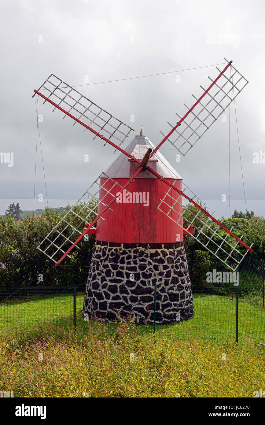 Windmühle, Monte da Espalamaca, Horta, Faial, Azoren, Portugal, Windmuehle, Monte da Espalamaca, gewesen Stockfoto