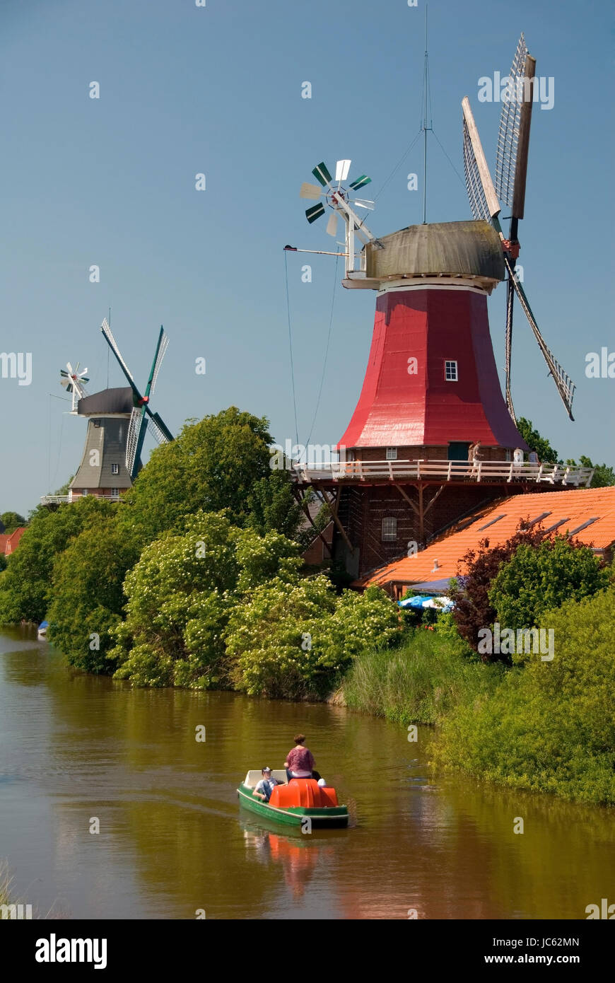 Deutschland, Niedersachsen, Ostfriesland, Greetsiel, Mühle, Mühle, Mühlen, Mühlen, Twin Mühlen, Twin Mühlen, Galerie Holländer, Galerie Holländer, Windmühle, Stockfoto