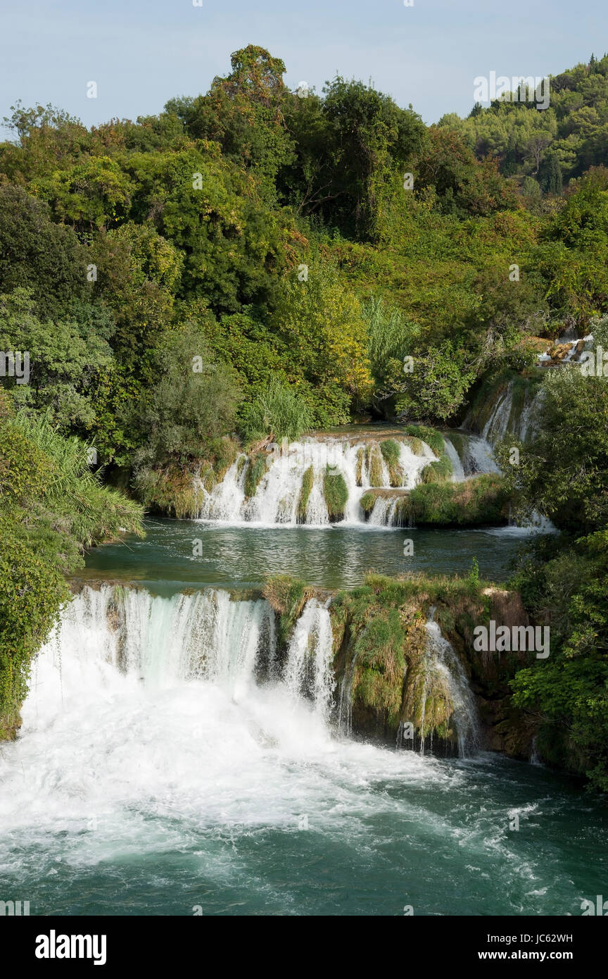 Nationalpark Krka Wasserfälle, Sibenik-Knin, Dalmatien, Kroatien / Wasserfall Skradinski gebacken, Nationalpark Krka Wasserfaelle, Dalmatien, Fernsehreihe / war Stockfoto