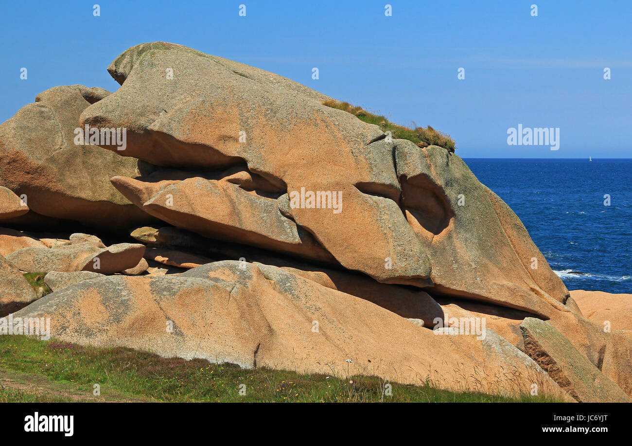 Côte de Granit Rose, Bretagne, Ärmelkanal, Frankreich Stockfoto