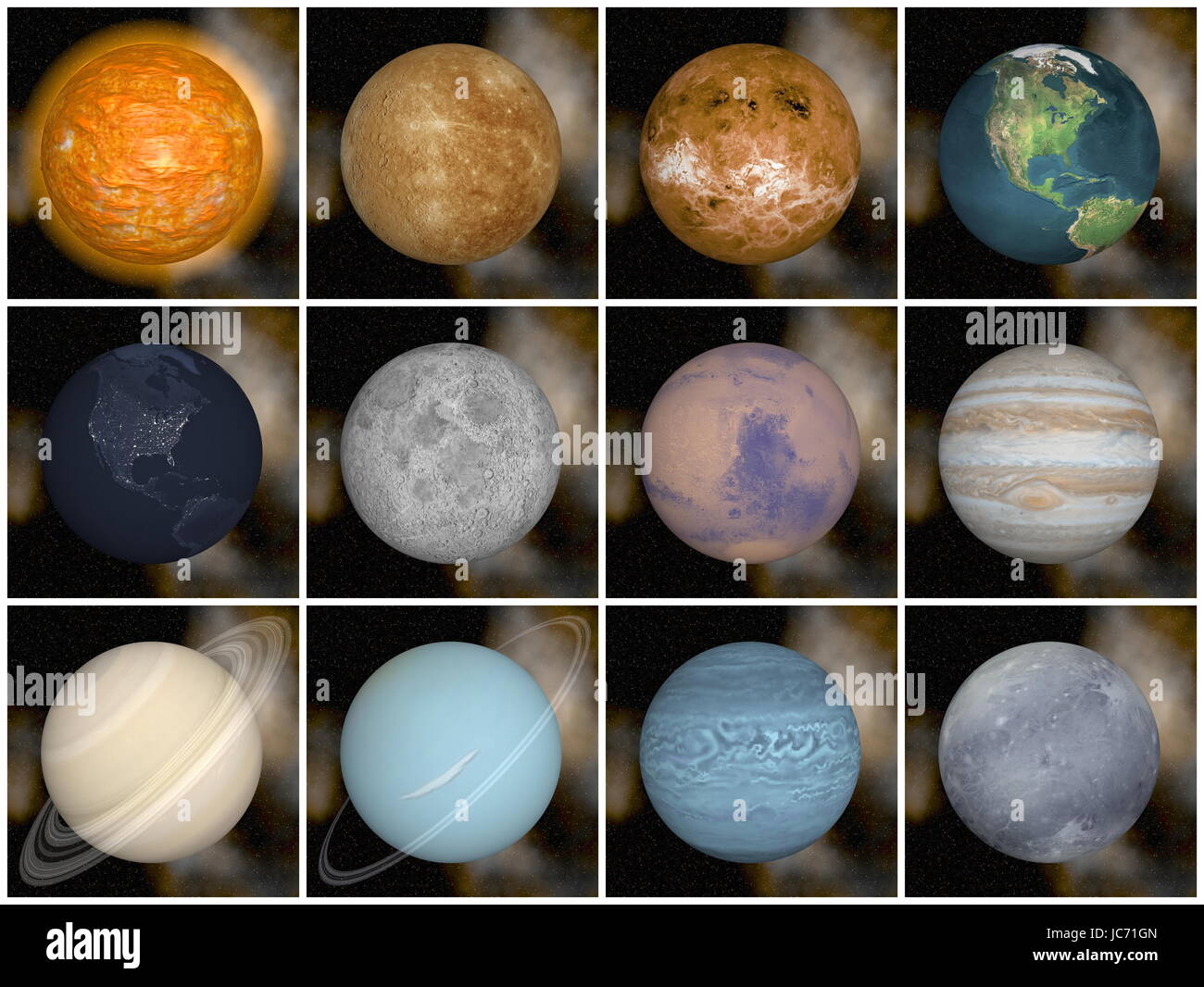 Sonnensystem Planeten wie Sonne Merkur Venus Erde Mond mars Jupiter