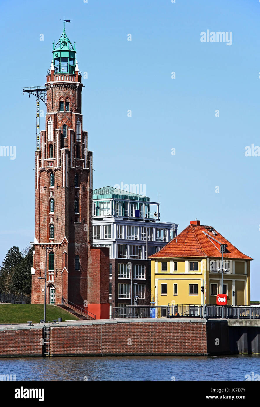 Leuchtturm Im Hafen von Bremerhaven Stockfoto