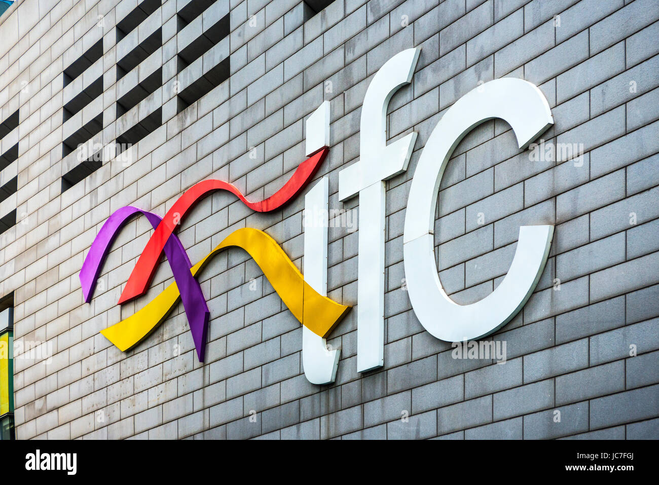 IFC Mall, Zeichen und Logos, Hong Kong Stockfoto
