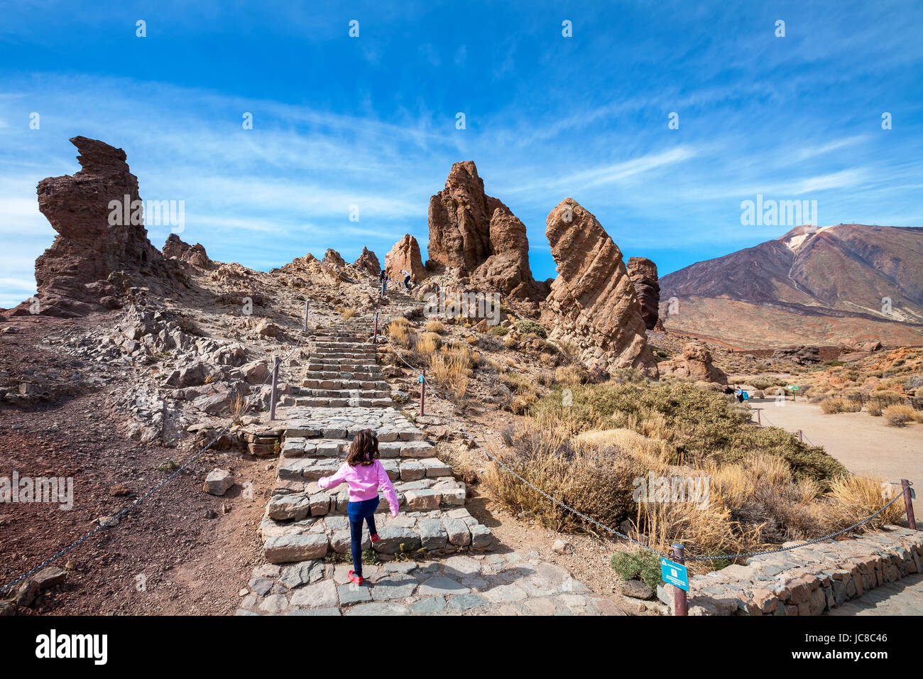 Los Roques de Garcia-Formation und den Vulkan Teide. Teneriffa, Kanarische Inseln, Spanien Stockfoto