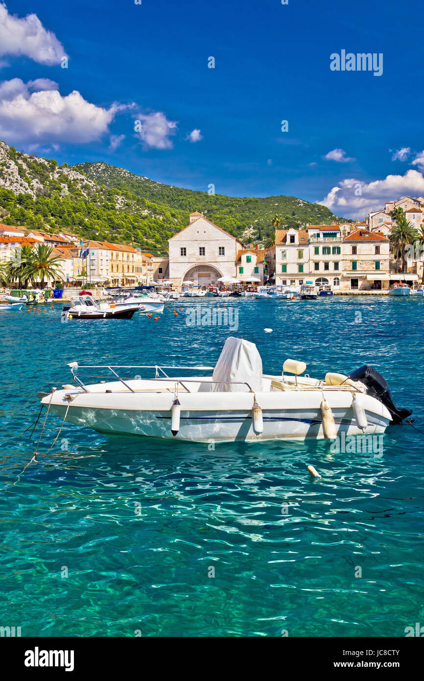 Türkis Hvar Insel Blick, Dalmatien, Kroatien Stockfoto