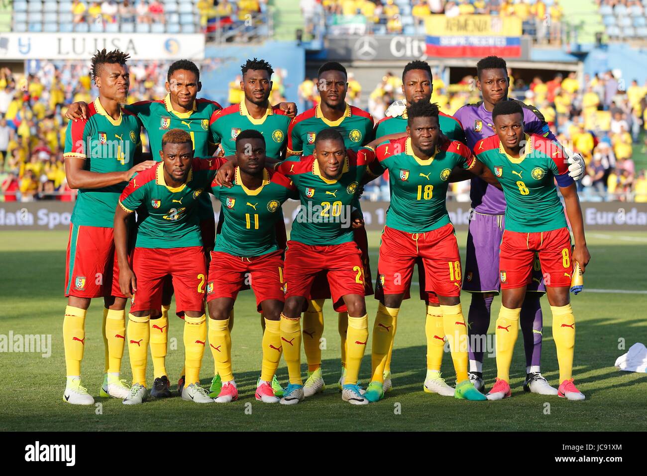 Getafe, Spanien. 13. Juni 2017. Kamerun-Team Gruppe Line-up (CMR) Fußball:  internationale Freundschaftsspiele match zwischen Kolumbien 4-0 Kamerun am  Kolosseum Alfonzo Perez in Getafe, Spanien. Bildnachweis: Mutsu  Kawamori/AFLO/Alamy Live-Nachrichten ...