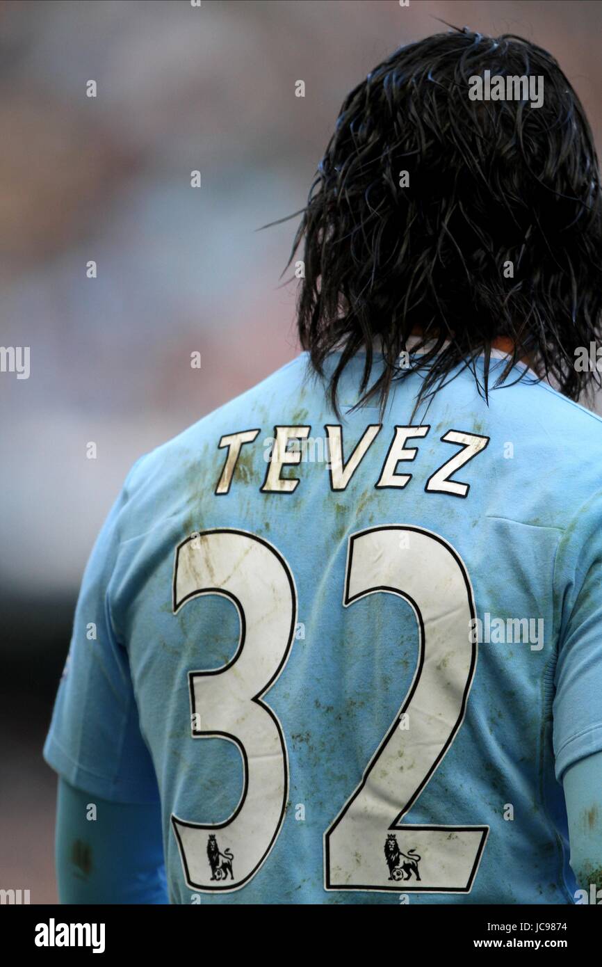 Carlos Tevez Kader Anzahl Manchester City Fc Eastlands Stadt Von Manchester St Manchester England 31 Januar 2010 Stockfotografie Alamy
