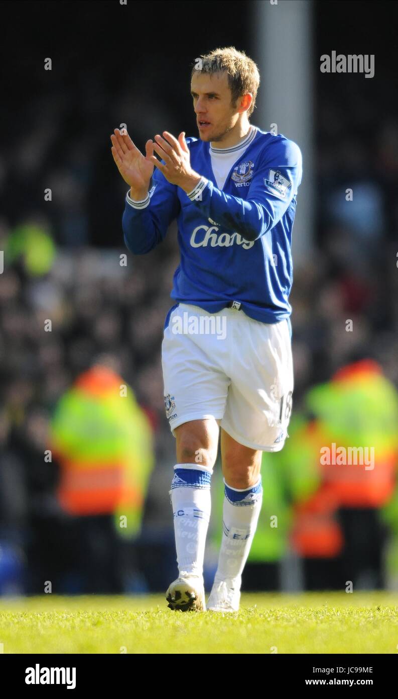 PHILIP NEVILLE EVERTON FC GOODISON EVERTON LIVERPOOL ENGLAND 20. Februar 2010 Stockfoto
