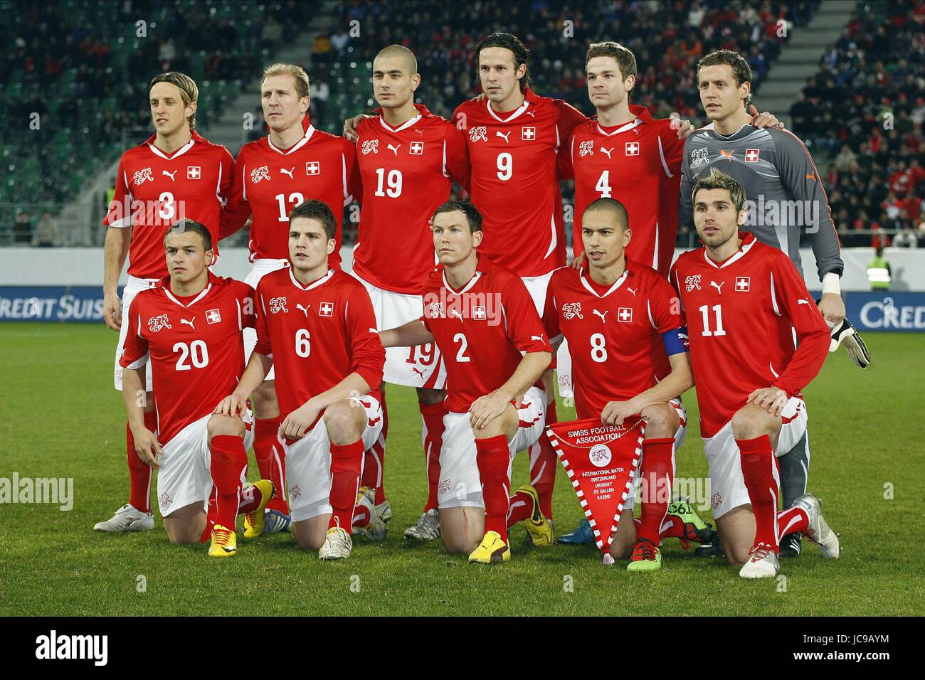 SCHWEIZER TEAM SCHWEIZ V URUGUAY AFG-ARENA ST. GALLEN Schweiz 3. März 2010 Stockfoto