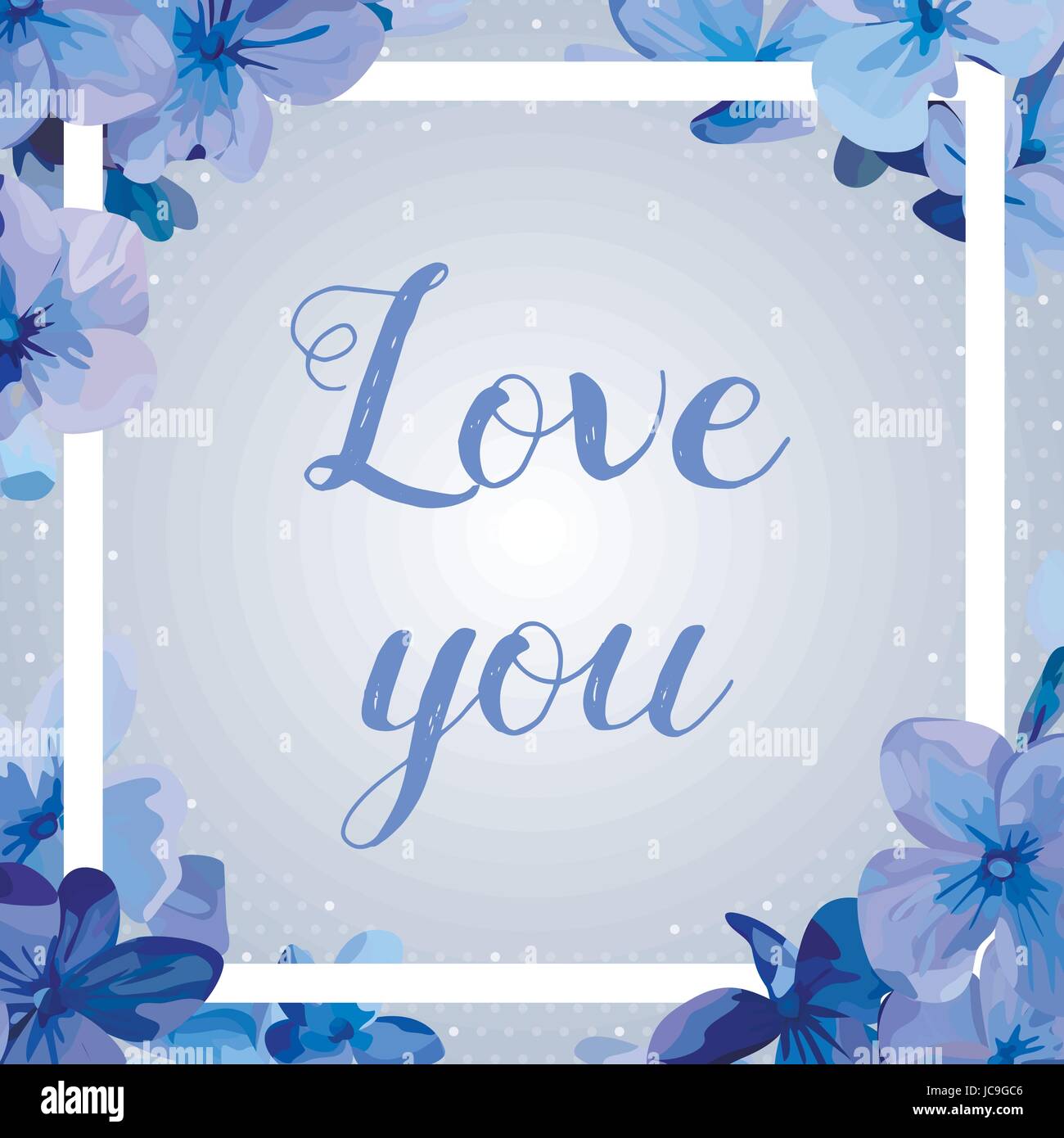 Hortensia Hortensie Blume lila blühende blaue Blumen schöne schöne Sommer-Blumenstrauß-Vektor-Illustration. Ansicht von oben eckig elegante Aquarell frame Stock Vektor