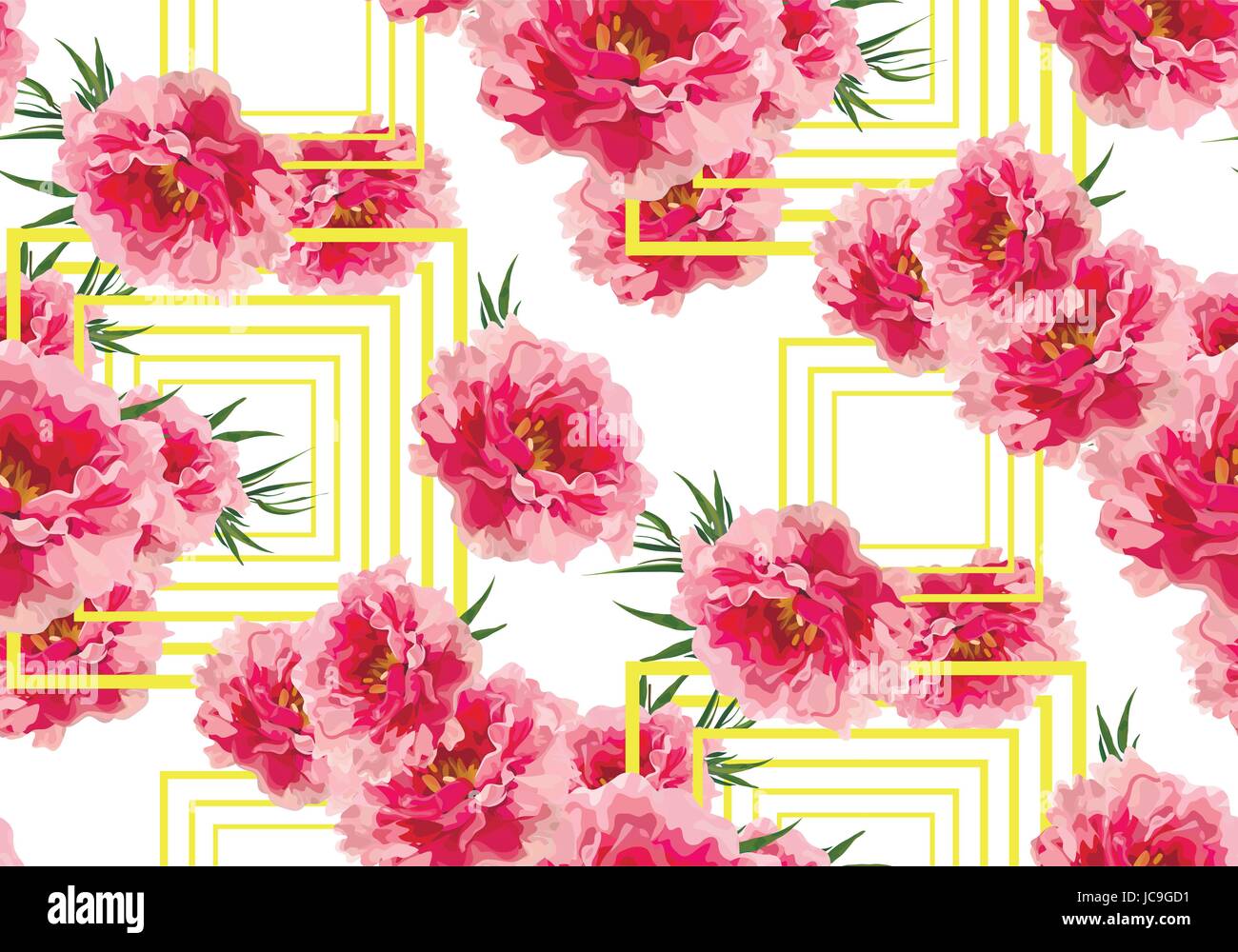 Pfingstrose Blumen Eukalyptusblätter Vintage rosa lila schöne weiche Hintergrund blühende nahtlose Tapete botanische floralen Design Aquarell Stil il Stock Vektor